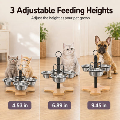 Komavic 4-Bowl Adjustable Elevated Pet Feeder