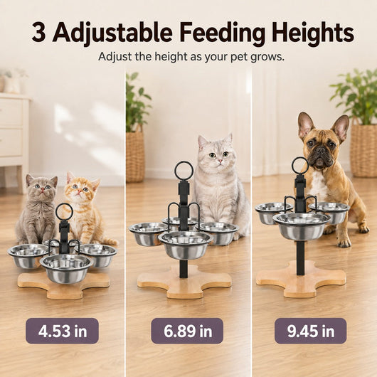 Komavic 4-Bowl Adjustable Elevated Pet Feeder