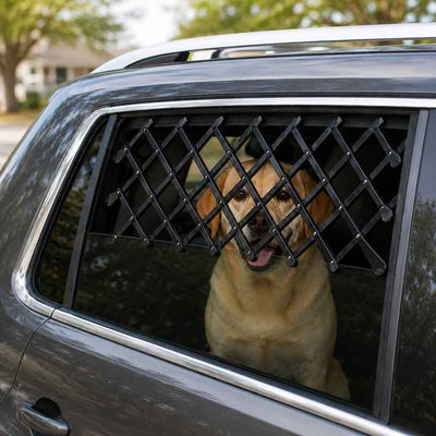 Paws in Awe Expandable Dog Car Window Guard for Car Rides - Adjustable Rear Window Barrier for Curious Dogs