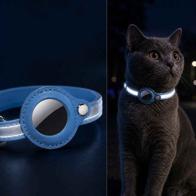 Paws in Awe AirTag-Compatible Reflective Pet Tracking Collar for Cats & Small Dogs - Secure Holder for Outdoor Adventures & Night Visibility