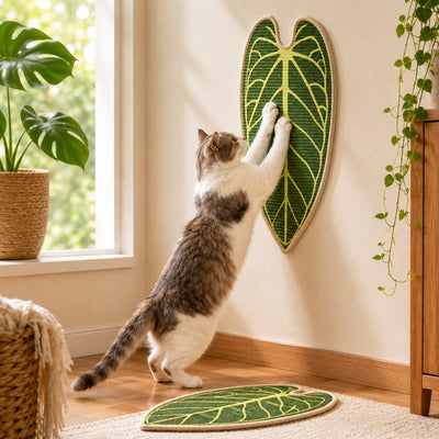Botanical Sisal Cat Scratcher Mat for Walls, Doors & Floors – Space-Saving Cat Scratching Pad for Furniture Protection