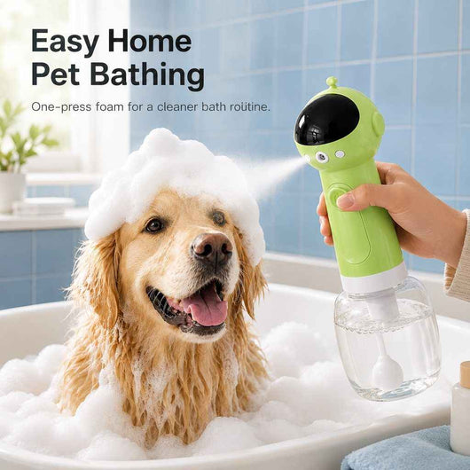 Paws in Awe AstroFoam Pet Bath Bubble Maker for Home Dog Baths - One-Press Dense Foam Sprayer for Less Hand-Scrubbing & Cleaner Bath Time