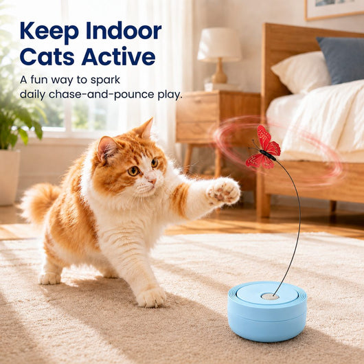 Komavic Automatic Butterfly Cat Toy 360° Chase & Play