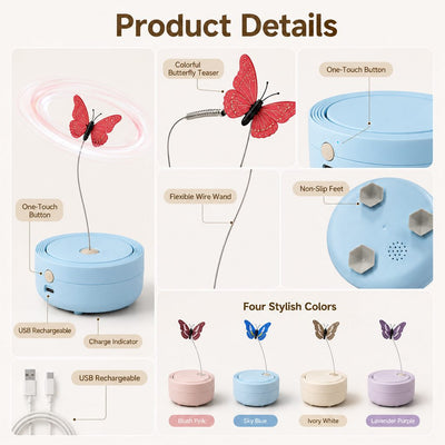 Komavic Automatic Butterfly Cat Toy 360° Chase & Play