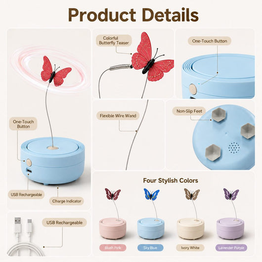 Komavic Automatic Butterfly Cat Toy 360° Chase & Play