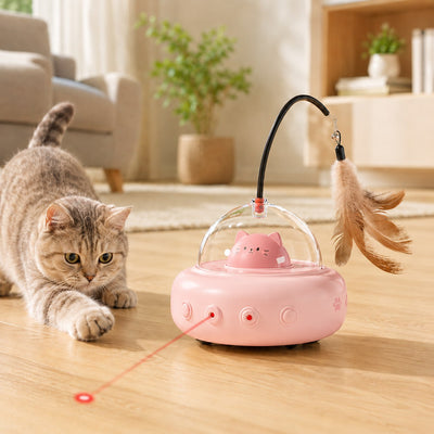 Automatic Laser Cat Toy with Feather Teaser & Catnip Ball