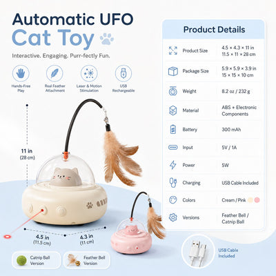 Automatic Laser Cat Toy with Feather Teaser & Catnip Ball