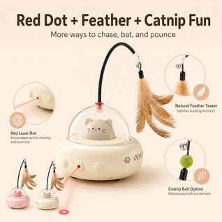 Komavic Automatic Laser Cat Toy with Feather Teaser