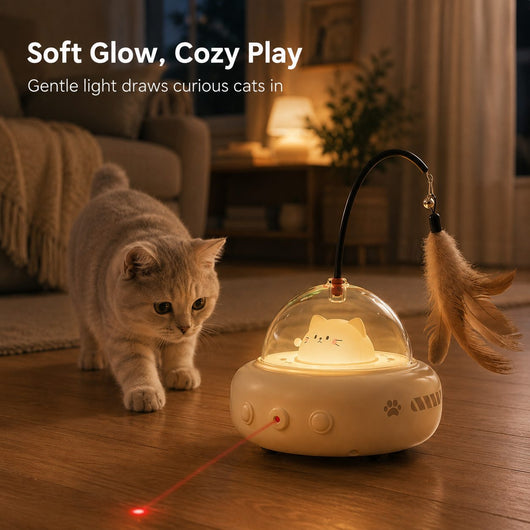 Automatic Laser Cat Toy with Feather Teaser & Catnip Ball