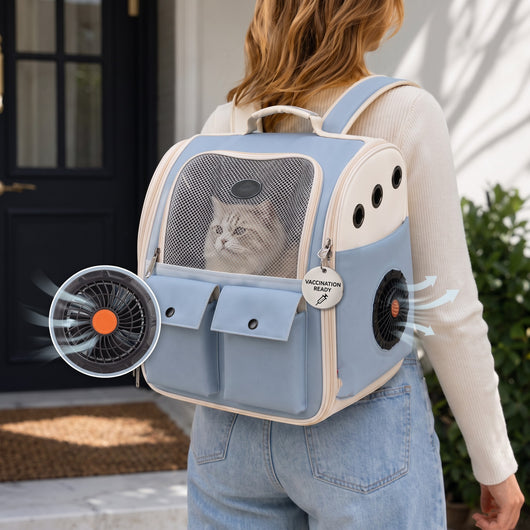 USB-Powered Dual-Fan Cat Carrier Backpack for Vet Visits & Everyday Travel - Fan-Assisted Cooling for Less-Stuffy Trips