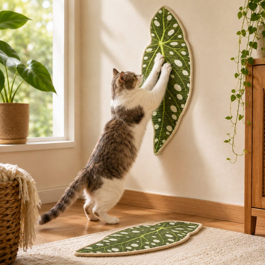 Botanical Sisal Cat Scratcher Mat for Walls, Doors & Floors – Space-Saving Cat Scratching Pad for Furniture Protection