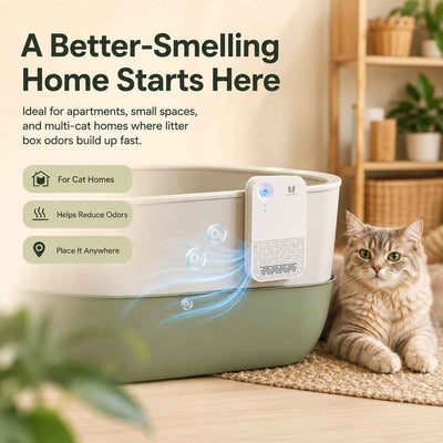 Paws in Awe Smart Litter Box Odor Control Deodorizer for Cats - Cordless Auto-Sensing Pet Odor Purifier