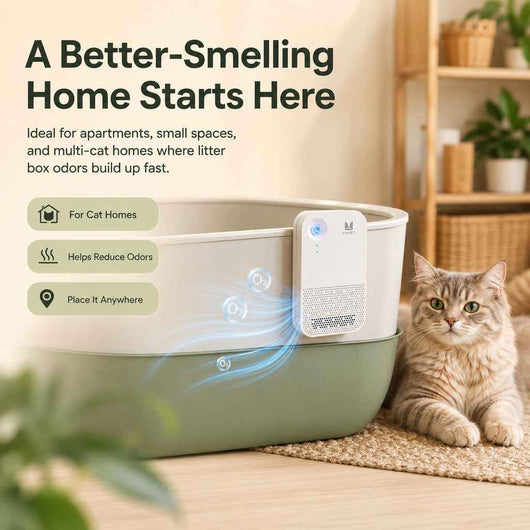 Paws in Awe Smart Litter Box Odor Control Deodorizer for Cats - Cordless Auto-Sensing Pet Odor Purifier