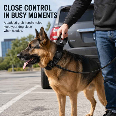 Paws in Awe AirTag-Compatible Tactical Dog Collar with Control Handle - Close Control for Walks, Trails & Busy Areas