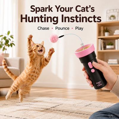 Electric Cat Teaser Launcher with One-Click Launch & Retract