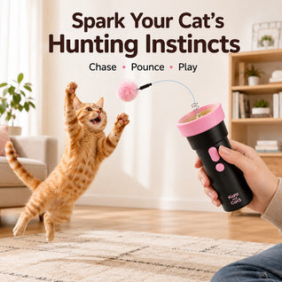 Electric Cat Teaser Launcher with One-Click Launch & Retract