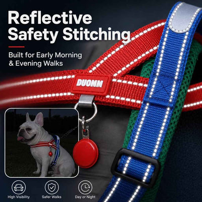 Paws in Awe No-Choke French Bulldog Harness & Leash Set for Daily Walks - Reflective, Easy-Control Fit for Broad-Chest Dogs