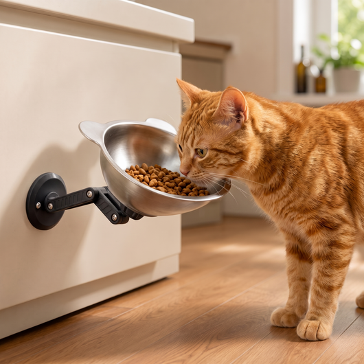 Adjustable Wall-Mounted Pet Bowl for Cats & Small Dogs