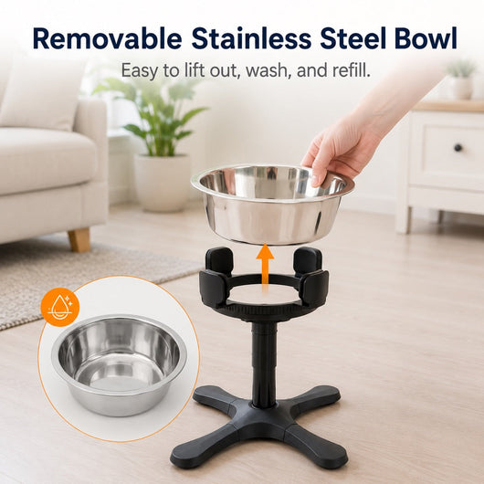 Large Dog Adjustable Elevated Tilted Dog Bowl