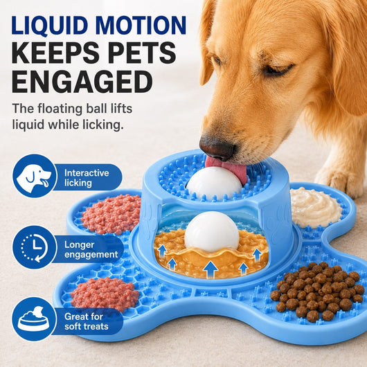Komavic 3-in-1 Dog Lick Mat & Slow Feeder with Floating Ball
