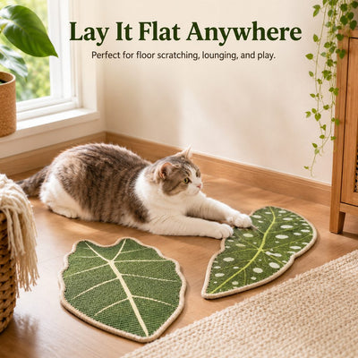 Botanical Sisal Cat Scratcher Mat for Walls, Doors & Floors – Space-Saving Cat Scratching Pad for Furniture Protection