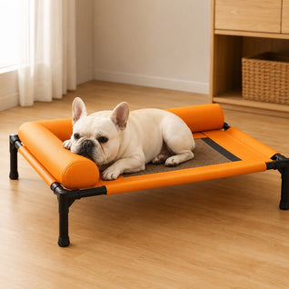 Komavic Elevated Dog Cot for All-Season Indoor Naps - Breathable Raised Pet Bed with Soft Bolsters for Cooler Rest & Easy Cleaning