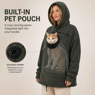 Komavic Hands-Free Pet Carrier Hoodie – Front Pouch for Cats & Small Dogs