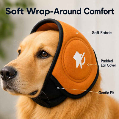 Paws in Awe Calming Dog Ear Muffs for Fireworks, Thunderstorms & Grooming - Soft Noise-Reducing Wrap to Help Ease Stress