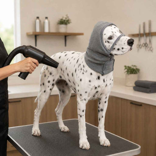 Paws in Awe Calming Dog Hood with Clear Viewing Panel, Gentle Head & Neck Wrap for Grooming, Thunderstorms, Fireworks & Travel Comfort