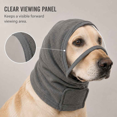 Paws in Awe Calming Dog Hood with Clear Viewing Panel, Gentle Head & Neck Wrap for Grooming, Thunderstorms, Fireworks & Travel Comfort