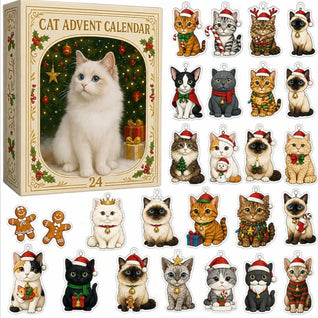 Komavic Cat Advent Calendar with 24 Christmas Ornaments for Cat Lovers