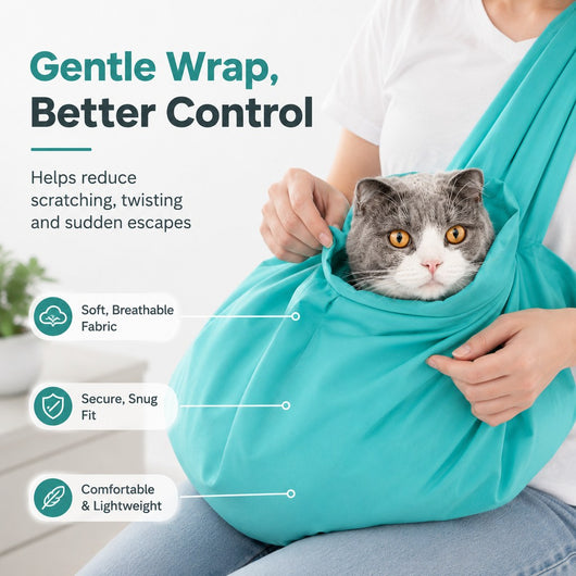 Cat Grooming Bag – Soft Restraint Carrier for Vet Visits & Nail Trimming