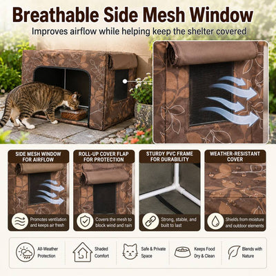 Komavic Outdoor Cat Feeding Shelter Weather-Resistant Cover