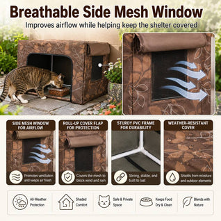 Komavic Outdoor Cat Feeding Shelter Weather-Resistant Cover