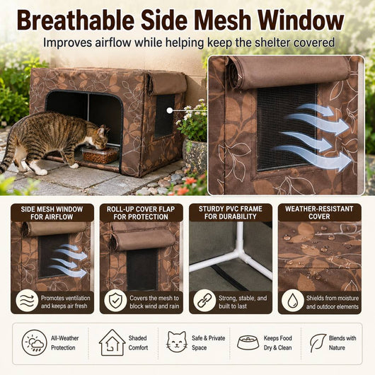 Komavic Outdoor Cat Feeding Shelter Weather-Resistant Cover