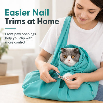 Cat Grooming Bag – Soft Restraint Carrier for Vet Visits & Nail Trimming