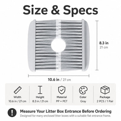 Komavic Cat Litter Box Self-Grooming Brush Door – Automatic Loose Fur Catcher for Enclosed Litter Boxes & Cleaner Homes, 2-Piece Set