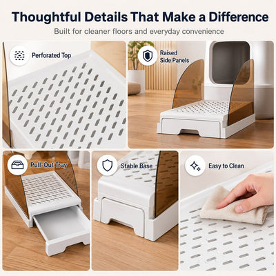Adjustable Cat Litter Box Step with Pull-Out Tray