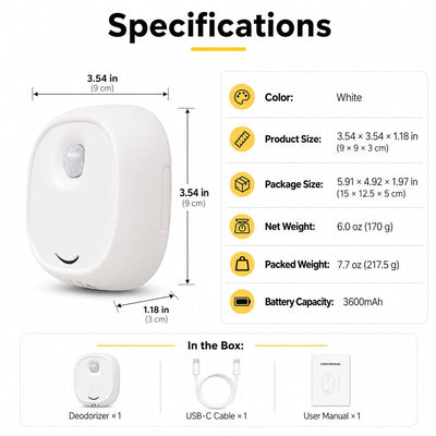 Smart Cat Litter Box Deodorizer with Motion Sensor