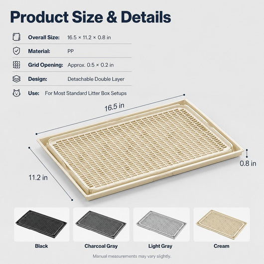 Komavic Double-Layer Cat Litter Mat with Washable Grid