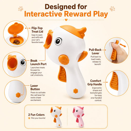 Komavic Cat Treat Launcher Toy with Laser