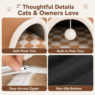 Komavic 3-in-1 Multi-Cat Tunnel Bed & Play Mat
