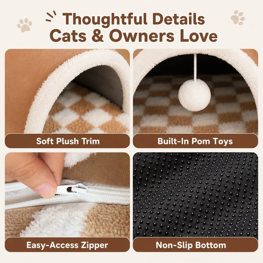 Komavic 3-in-1 Multi-Cat Tunnel Bed & Play Mat