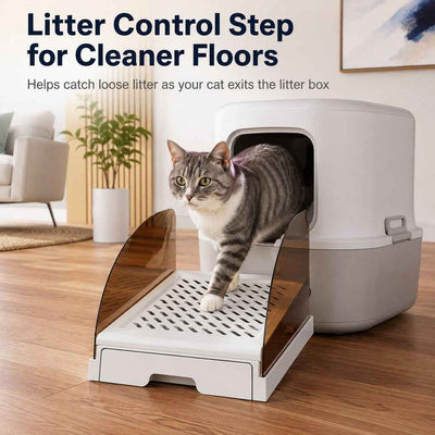 Adjustable Cat Litter Box Step with Pull-Out Tray