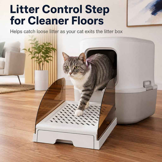 Adjustable Cat Litter Box Step with Pull-Out Tray