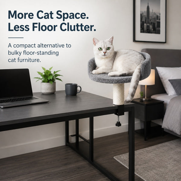 Komavic Clamp-On Cat Perch Desk Bed & Scratching Post