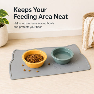 Raised-Edge Silicone Pet Feeding Mat with Spill Control