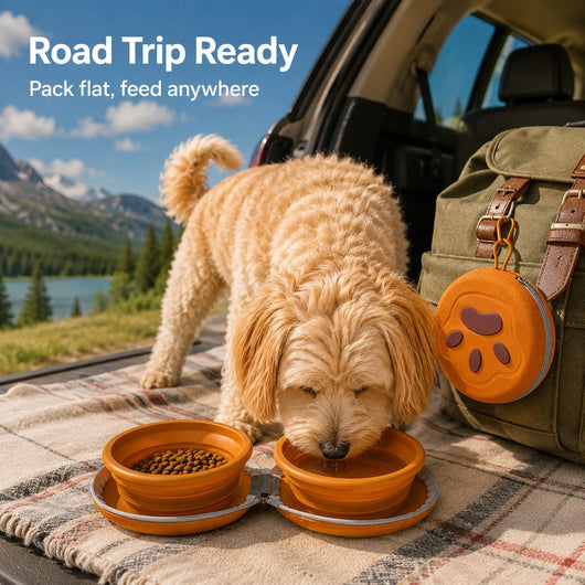 Collapsible Pet Travel Bowl with 2-in-1 Food & Water Design