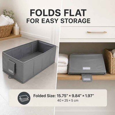 Paws in Awe Collapsible Pet Bathtub with Drain Plug for Cats & Small Dogs - Easy At-Home Baths, Folds Flat for Storage