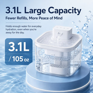 Komavic Cordless Motion Sensor Cat Water Fountain for Any Room - 3.1L Fresh Water Without Cords